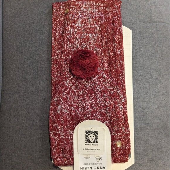 ANNE KLEIN Scarf and Hat Gift Set Red NEW - Picture 4 of 8